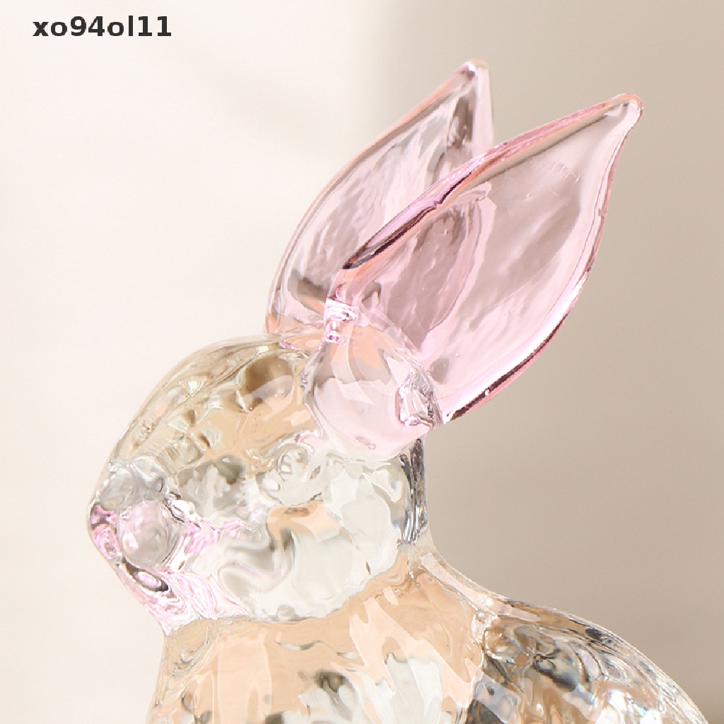 Xo Patung Kelinci Kaca Animal Bunny Patung Kristal Ornamen Miniatur Taman OL