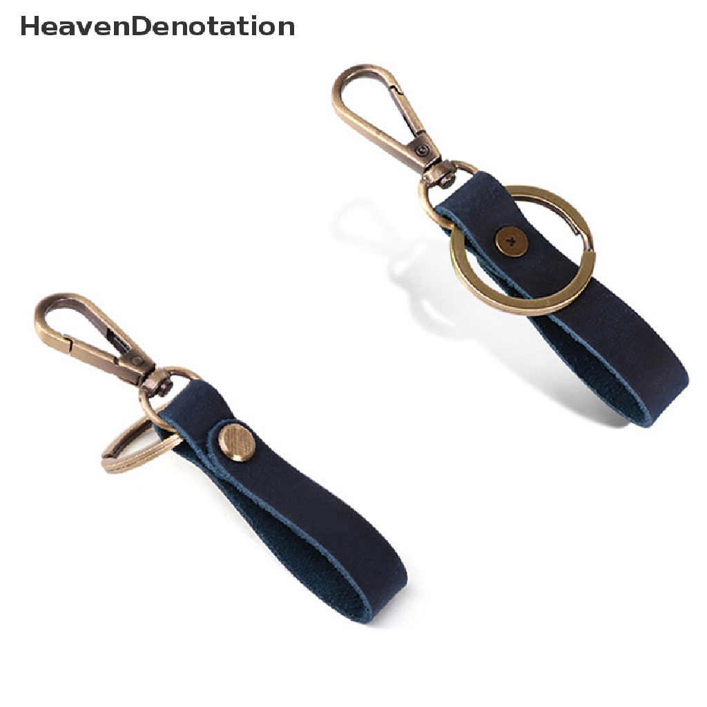 [HeavenDenotation] Kulit Gantungan Kunci Handmade Pribadi Key Fob Dengan Sabuk Loop Klip Tahan Lama Terukir Gantungan Kunci Untuk Mobil Motor Rumah Keys HDV