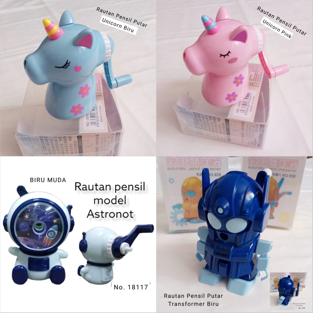 Rautan Pensil Putar Meja Fancy Box mika Unicorn Astronot transformer