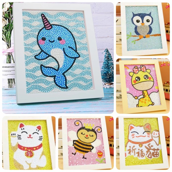 Terlaris Diy Diamond Painting Kids Craft Aktivitas Menempel Dolphin Unicorn