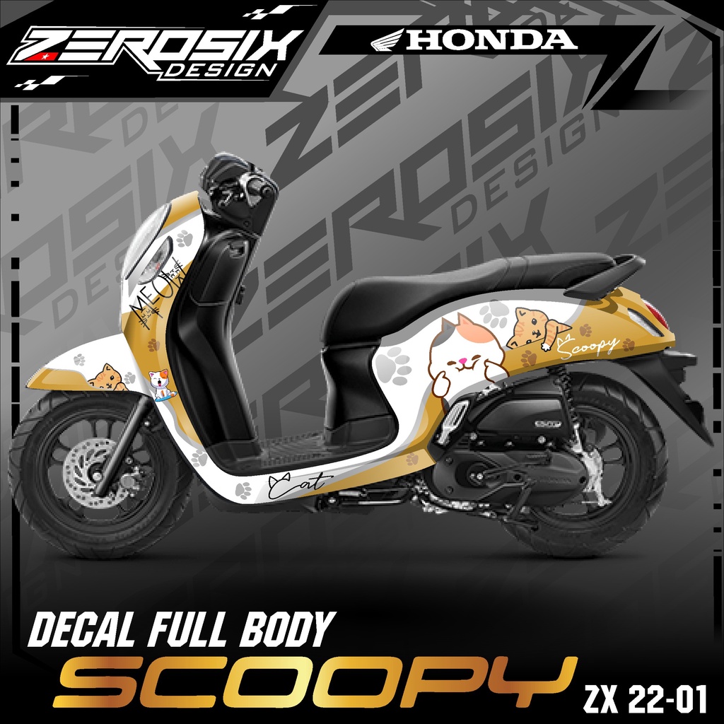 Decal Sticker Scoopy New 2021 - Stiker Scoopy Variasi Motor Termurah Motif Kucing Lucu