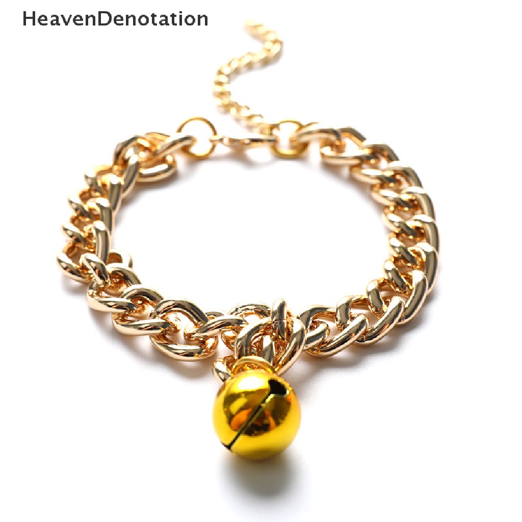 [HeavenDenotation] Training Dogs Collar Cat Pets Cuban Link Thick Chain Necklace Gold 6 / 8 / 10inch HDV