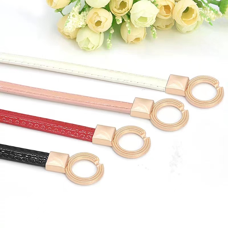 [READY ] Ikat Pinggang Wanita Kulit Imitasi Slim Casual Warna Warni Gesper Ganda