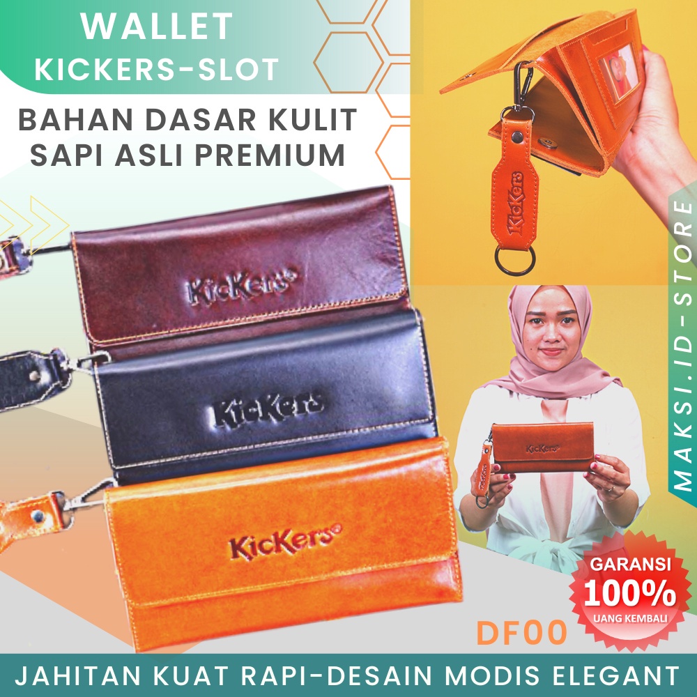 Dompet Panjang Kartu Kickers DF00 Lipat Kulit Sapi Asli