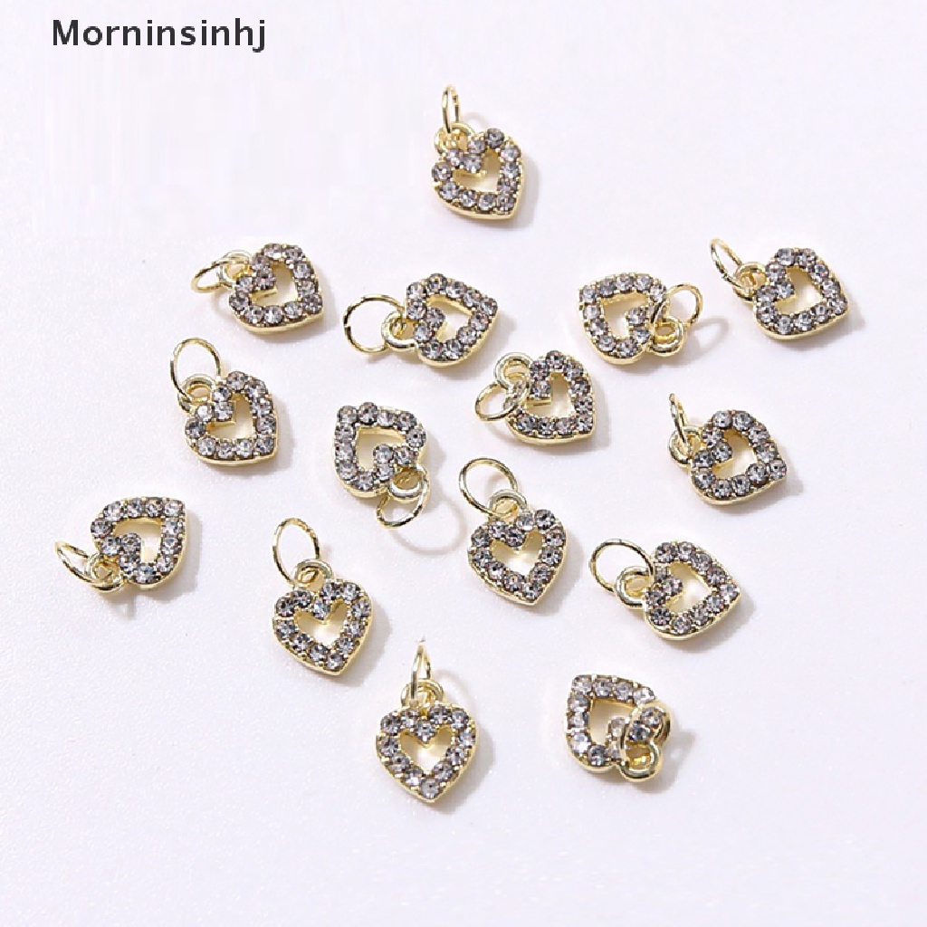 Mornin Hati Menjuntai Alloy Glitter Dekorasi 10pcs-3D Kuku Perhiasan Berlian Aksesoris id