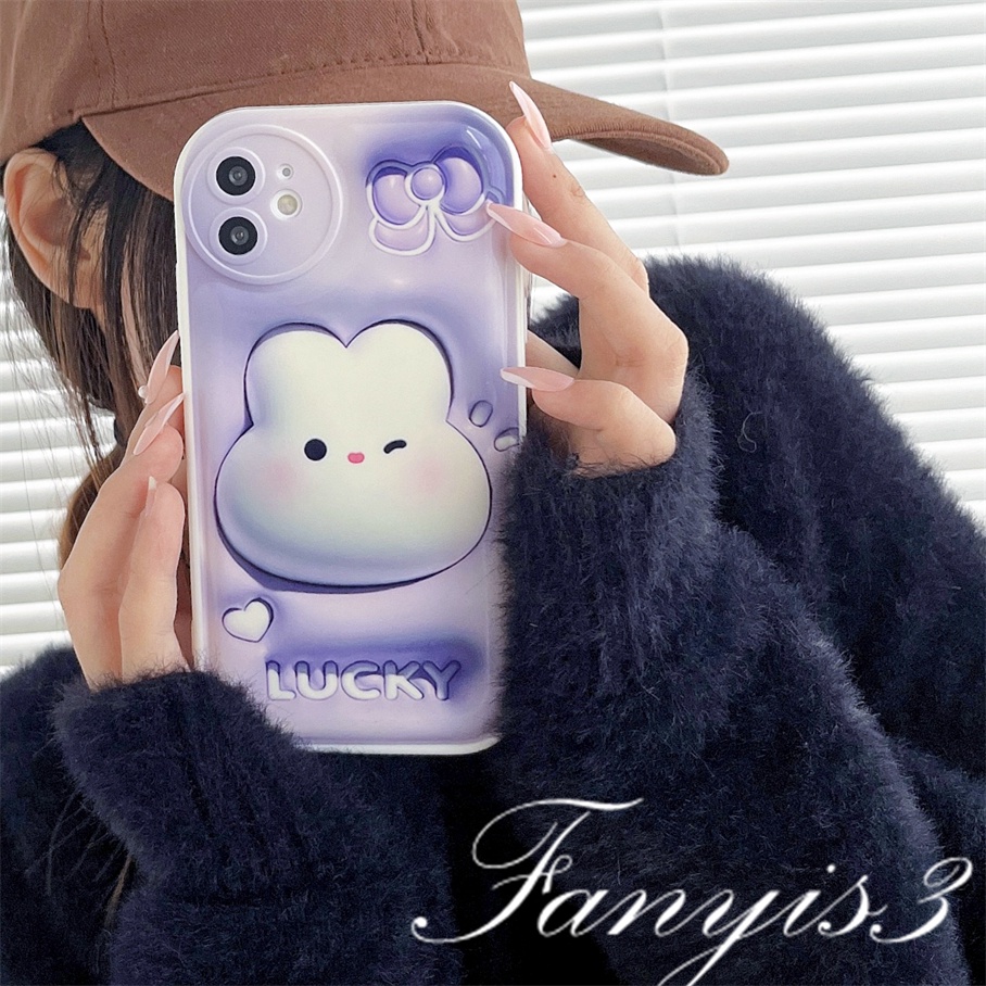 Redmi A1 10C 10A 10 9 9A 9C 9T Note 11 Pro+11s 11 10s 10 9s 9 8 Pro Poco X4Pro X3Pro Mi 11 Lite 11T 10TPro 12Pro Lucky Rabbit 3D Vision Phone Case TPU Soft Cover Pelindung