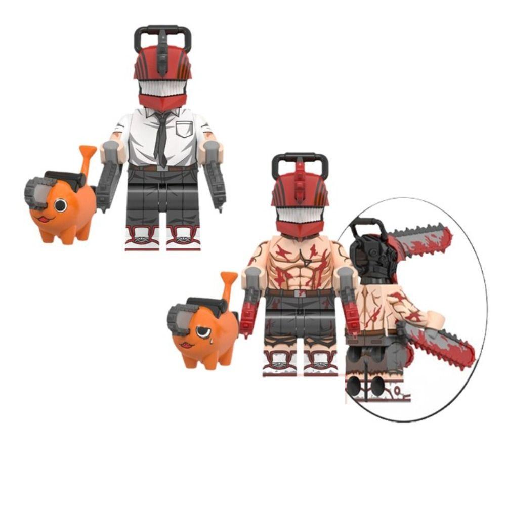 Lanfy Chainsaw Man Puzzle Blocks Horror Game Kreativitas Figure Mainan Dekorasi Rumah Game Koleksi Karakter Mainan Puzzle Gergaji Blok Man