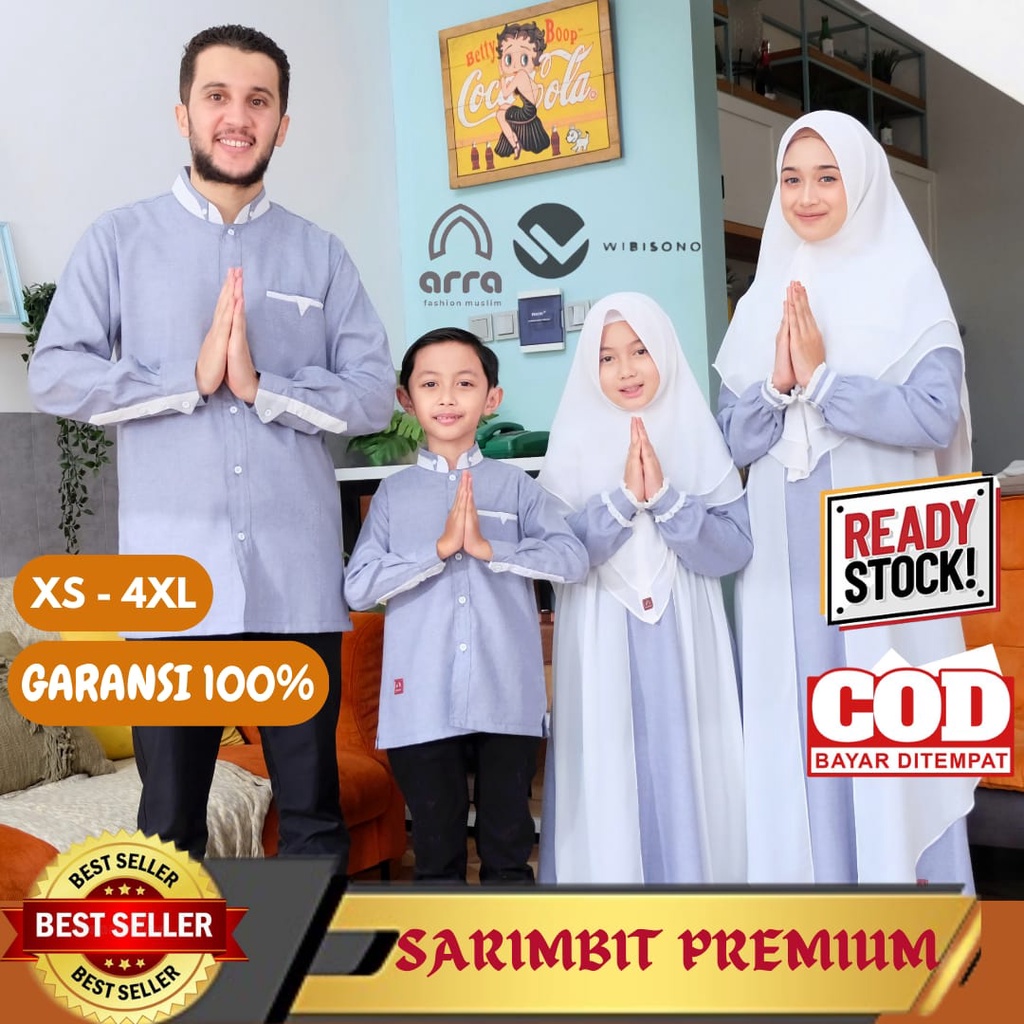 Sarimbit Keluarga 2023 Arra Madina SkyBlue Baju Couple Keluarga Lebaran 2023