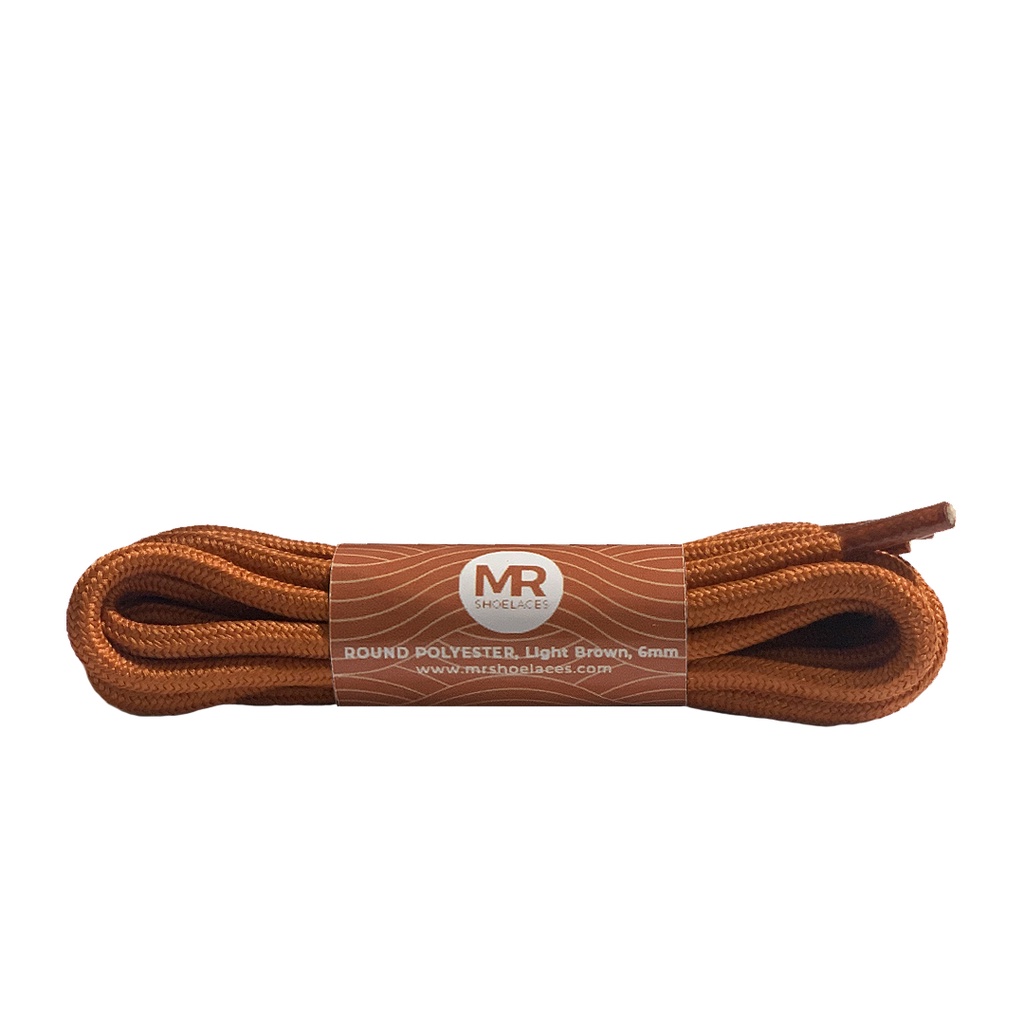 MR Shoelaces RP27 Coklat Muda (Light Brown) Tali Sepatu Bulat Round Big 6mm Shoelaces 90cm 100cm 120cm 150cm 180cm-200cm Polyester