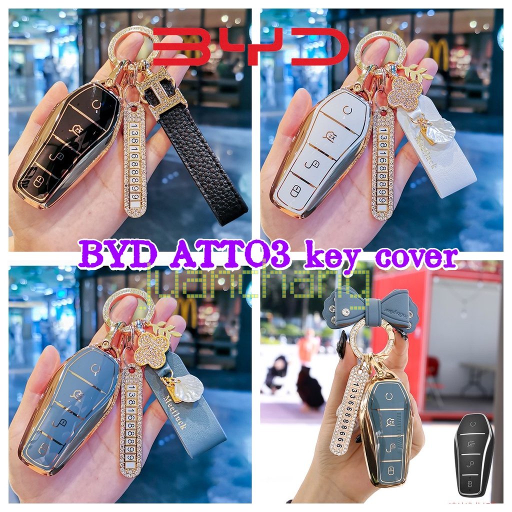 Cover Case Kunci Mobil TPU Untuk BYD ATTO3 2022 ATTO 3 EV Song PRO Han EV Max Tang DM YUAN PLUS Remote Shell Protect Bag Keychain 4tombol