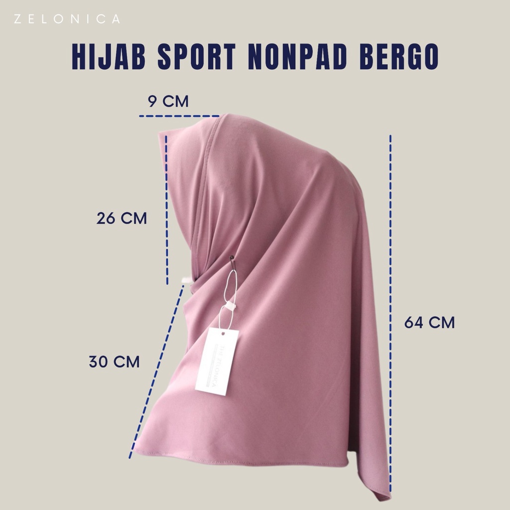 Zelonica Nonpad Hijab Sport Bahan Premium