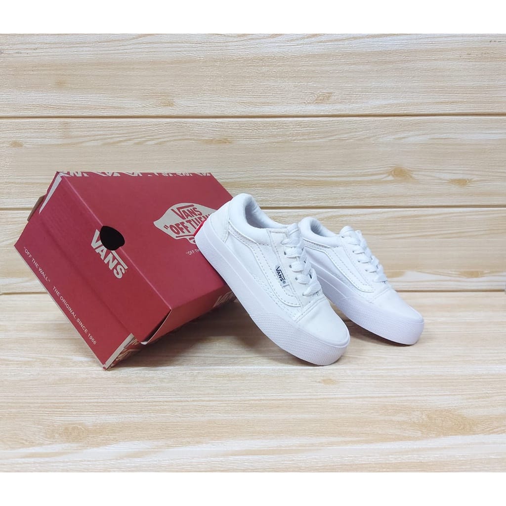 Gratis Ongkir ""Kualitas Premium"" Sepatu Vans Anak Laki Sepatu Anak Perempuan Oldskool Full Putih