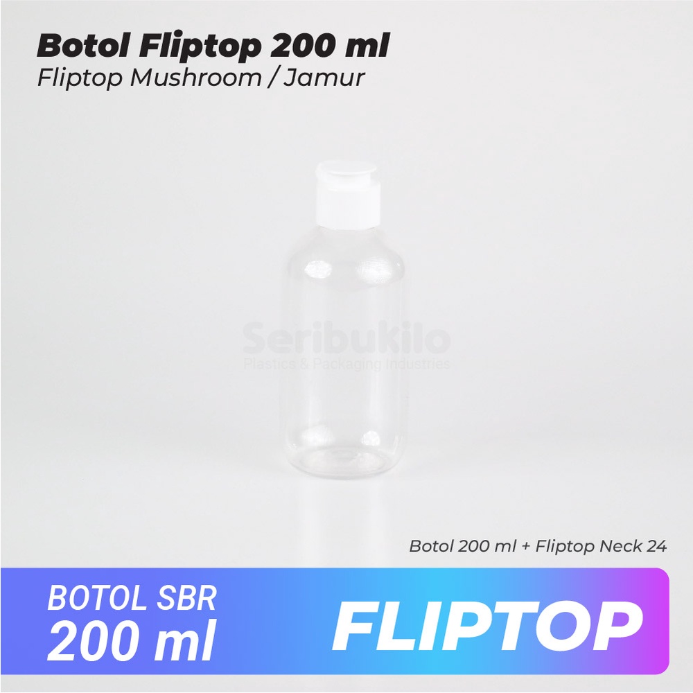 Botol Fliptop SBR 200 ml/Botol PET 200 ml Fliptop Mushroom/Jamur SBR