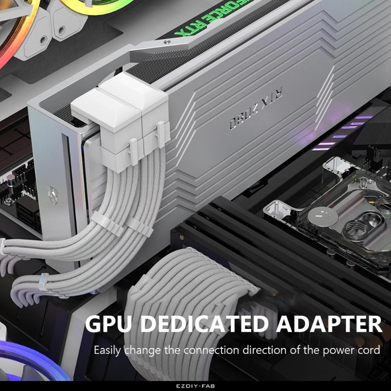 Konektor power Supply Aksesoris Komputer Desktop Tahan Api Plastik DIY Untuk Kartu Grafis Konektor Pembalik Siku 180derajat 8PIN video card power adapter
