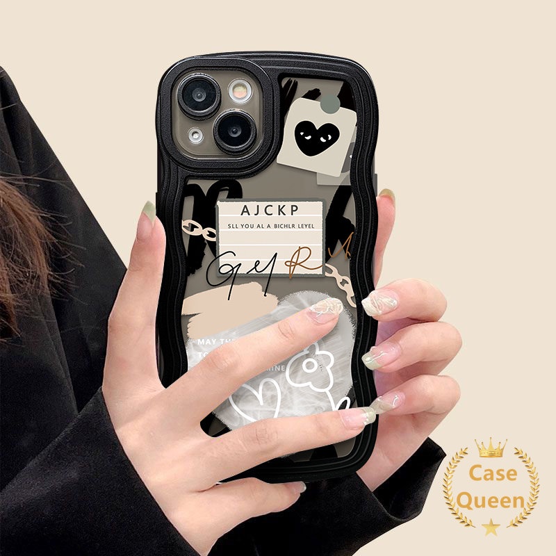 Ins Cute Love Heart Case Kompatibel Untuk iPhone 7plus 8plus 11 14 13 12 Pro Max 6 6s 8 7 Plus XR 14Plus X XS Max SE 2020 Graffiti Case Comme des Garcons Lembut TPU Cover