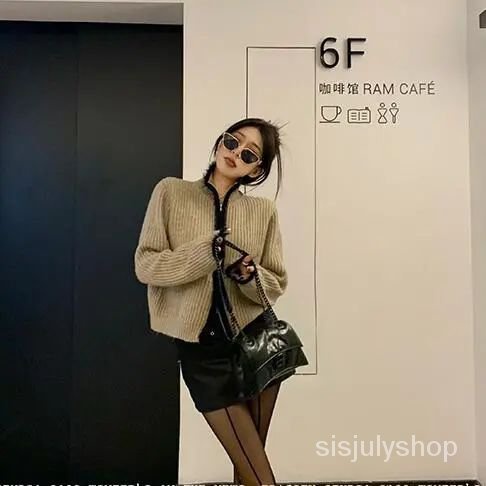 [✅BISA COD] #Sisjuly#  Jaket jumper rajutan rajutan longgar kardigan rajutan vintage khaki bentrokan