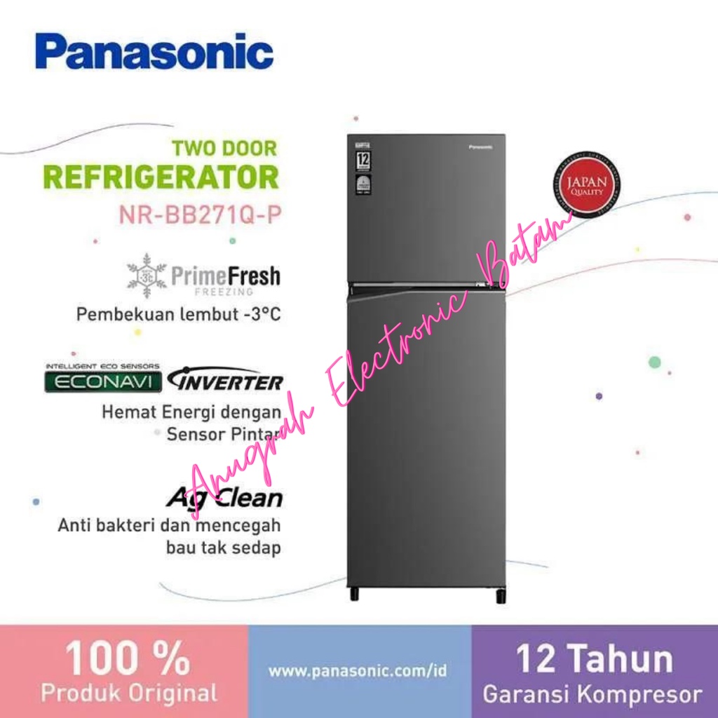 PANASONIC Kulkas 2 Pintu 266L NR-BB271Q-P / NRBB271QP / NRBB 271QP BATAM