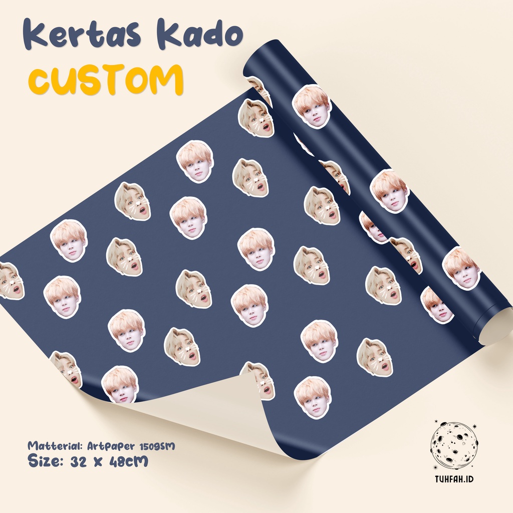 

KERTAS KADO CUSTOM SAMPUL WRAPPING PAPER KERTAS KADO WAJAH BTS