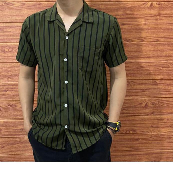 ۞ RIVIERA CLOTHING/KEMEJA STRIPE PRIA LENGAN PENDEK/KEMEJA SALUR PRIA/KEMEJA CASUAL PRIA/KEMEJA SANT