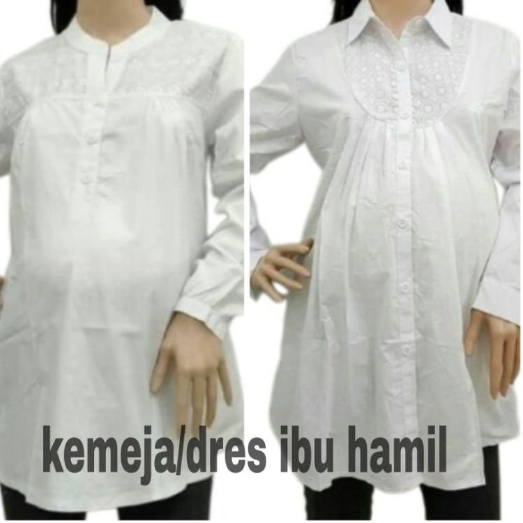 PRODUK KEREN R26 kemeja ibu hamil warna putih/baju ibu hamil warna putih/dres hamil warna putih/baju