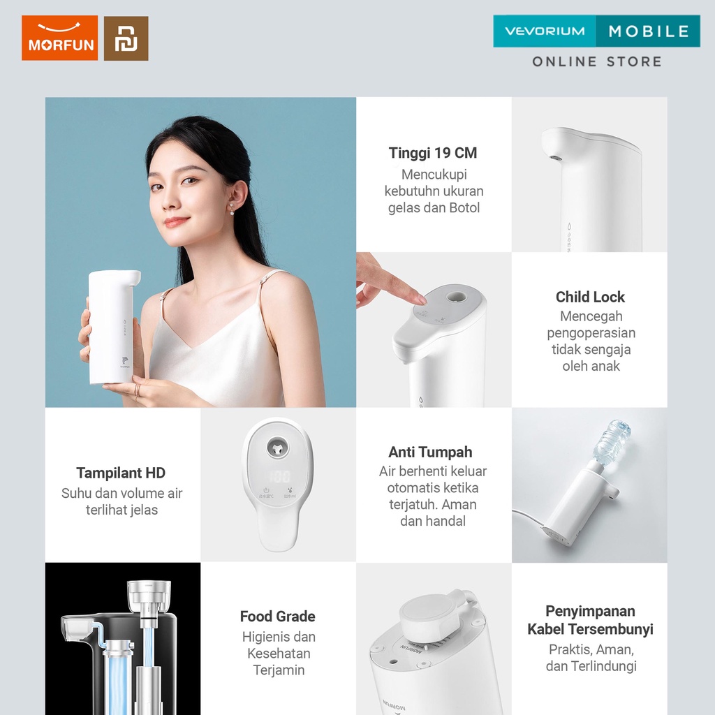 [Xiaomiyoupin] MORFUN Instant Hot Water Dispenser Air Panas Portable Pemanas Mini Susu Teh Kopi Anak Dewasa Bayi Susu Formula Traveling Aesthetic