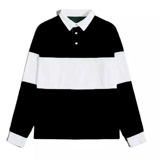 Terbaik Vintage Rugby Polo shirt Kaos Pria Lengan Panjang