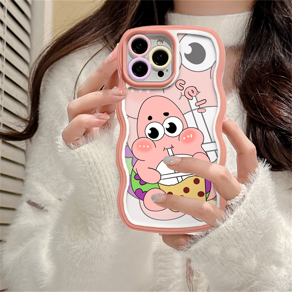 Wave Edge Case Realme C55 10 C30 C31 C35 C21Y C25Y RealmeC11 2021 C15 C25 C17 C12 C3 C2 Realme 8i 7i 5 5i 6i 7 Pro Bubble tea SpongeBob Patrick Star TPU Phone Case Cover