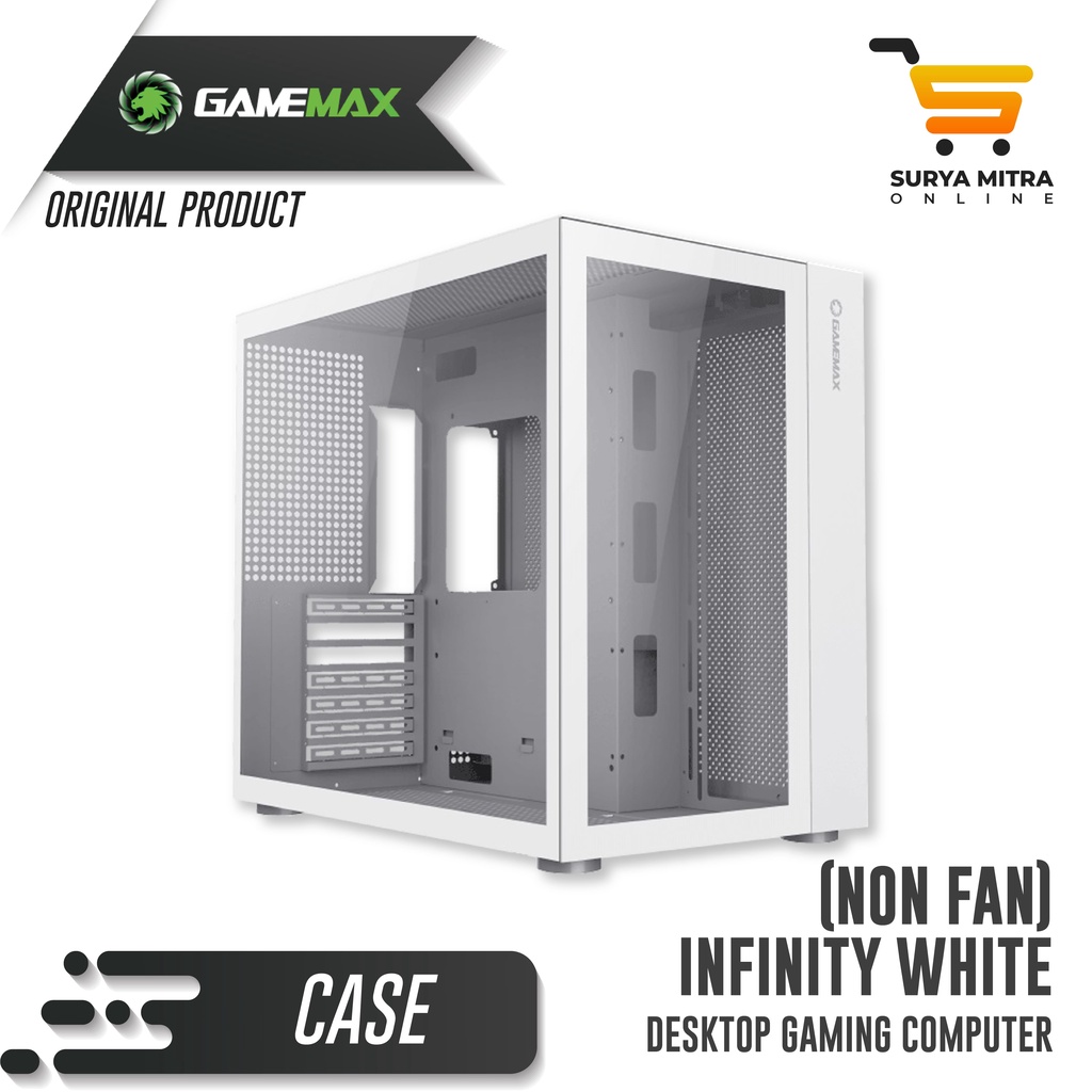 Gamemax Infinity White ATX Gaming PC Case Non Fan