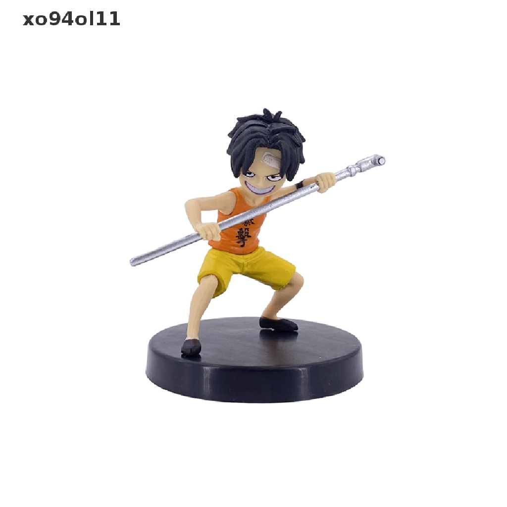 Xo 3Pcs/set Anime One Piece Luffy Ace Sabo PVC Action Figurine Dengan Tongkat PVC Action Figure Model Mainan Boneka Anak Hadiah Masa Kecil OL