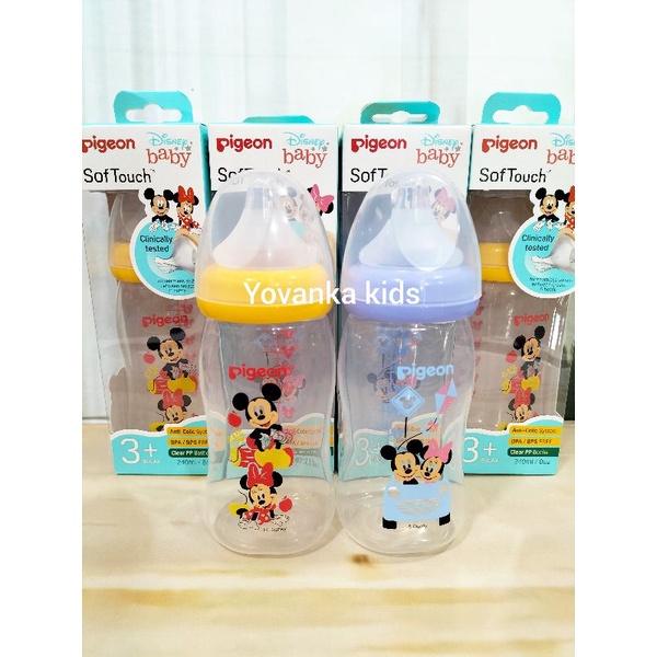 Botol Pigeon ORI Disney Baby SoftTouch  System Wide Neck BPA Free 240Ml/160Ml