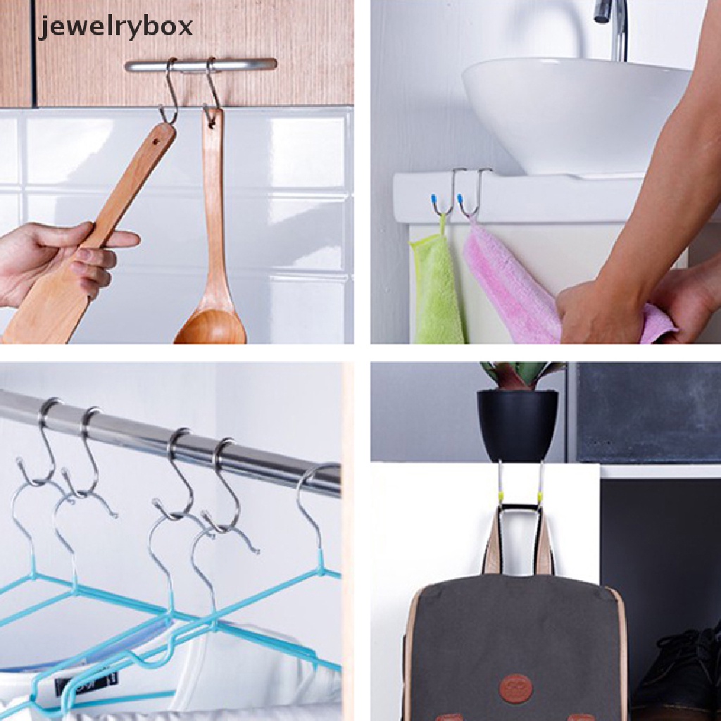 [jewelrybox] Kait Penyimpanan Bentuk S Ganda Bahan Stainless Steel Untuk Kamar Mandi Dapur Dinding Organizer Butik