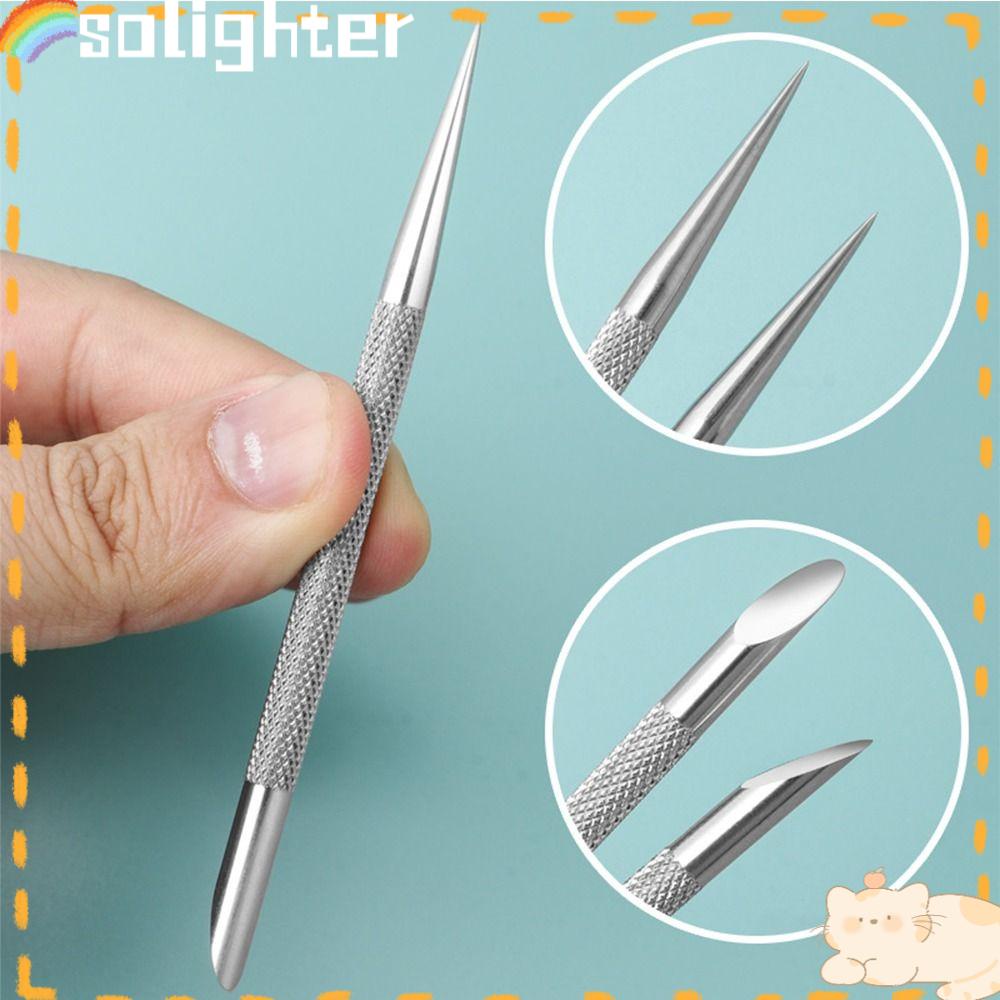 Solighter 2PCs Cuticle Pusher New Manicure Alat Untuk Nail Art Manicures Remover