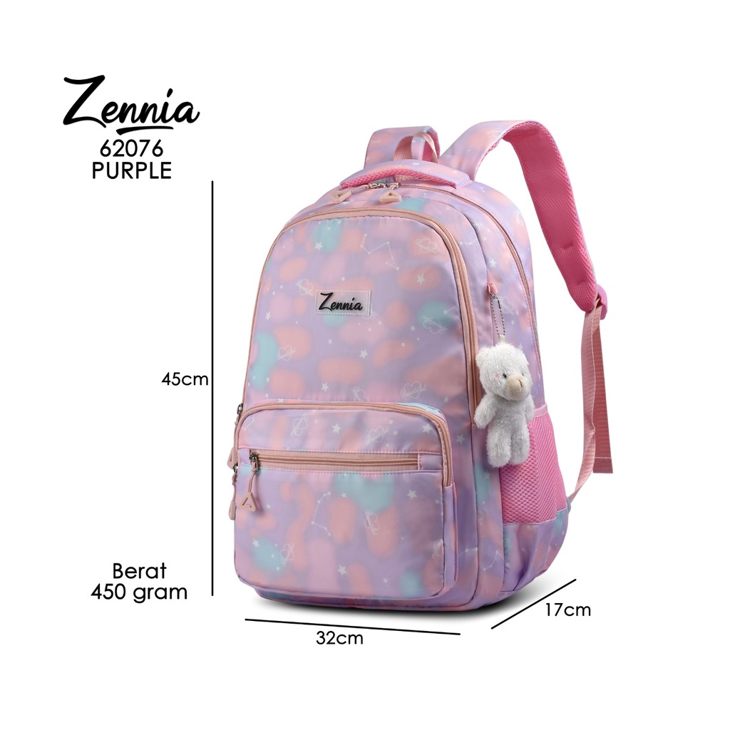 Tas Sekolah Zennia 62076 Tas Ransel Anak Perempuan Pelangi Tas Fashion Travelling