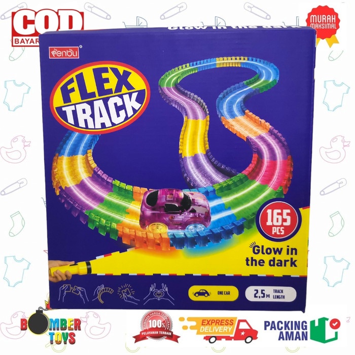 MAINAN ANAK REL MOBILAN RAIL MOBIL WARNA WARNI FLEX TRACK CAR JALANAN