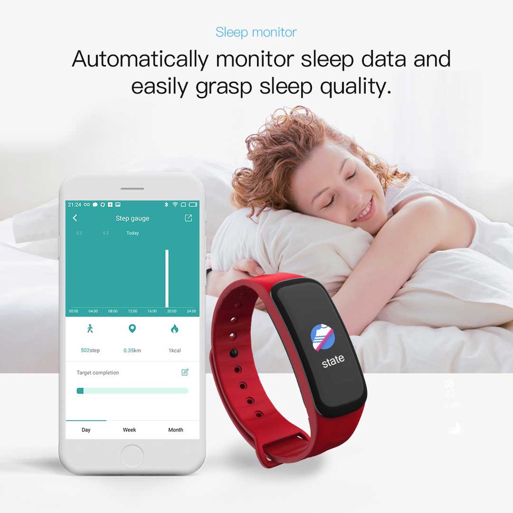 BIDEN Jam Tangan Pria/Wanita Smart Watch C1Plus Olahraga Santai Gaya Pemantauan Tidur Kalori Anti Air Tali Silikon Smart Watch