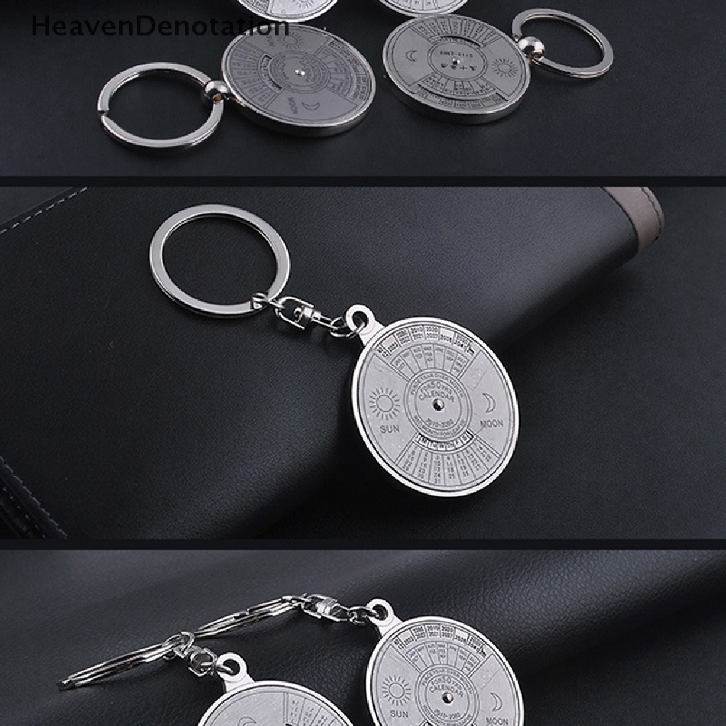 [HeavenDenotation] 50tahun Kalender Abadi Keyring Keychain Logam Peringatan Kerajinan Tangan Zinc Alloy Key Chain Ring Tools Dekorasi HDV