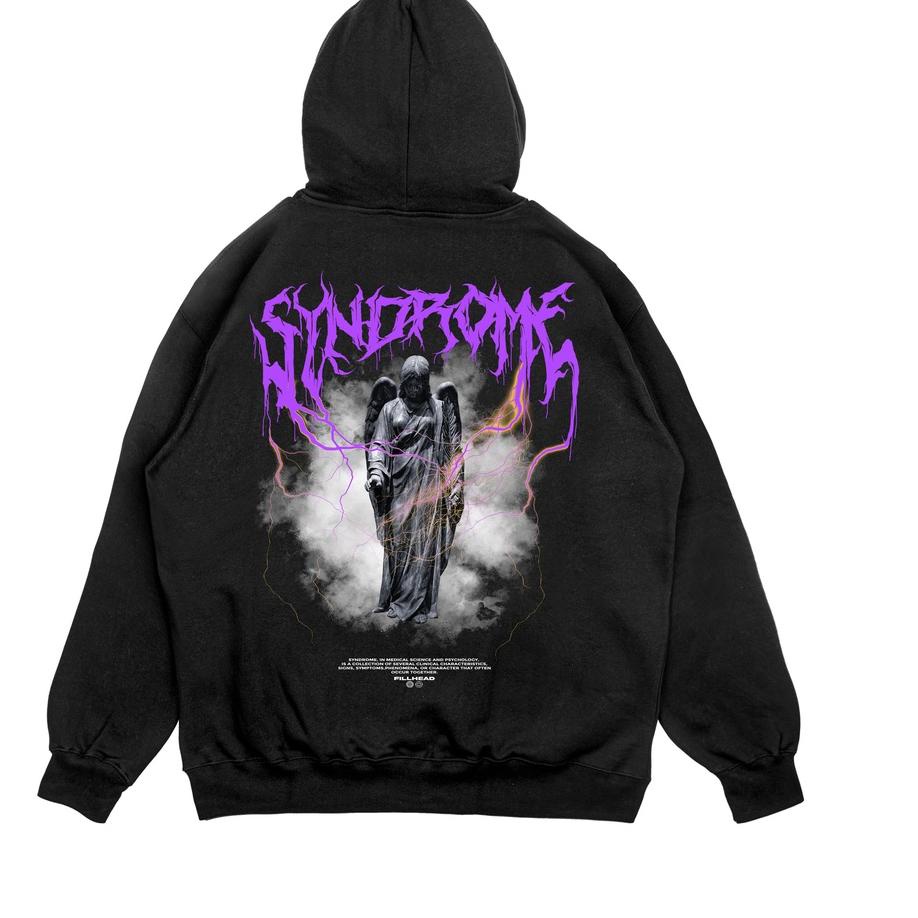 ۞ Hoodie Syndrome Edition Original By Amnes Apparel jaket distro sweater - Hitam X Ungu ◙