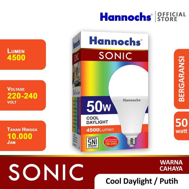 Hannochs Sonic Bohlam Lampu LED 9-12-15-20-25-30-40-50 Watt Cool Daylight Putih