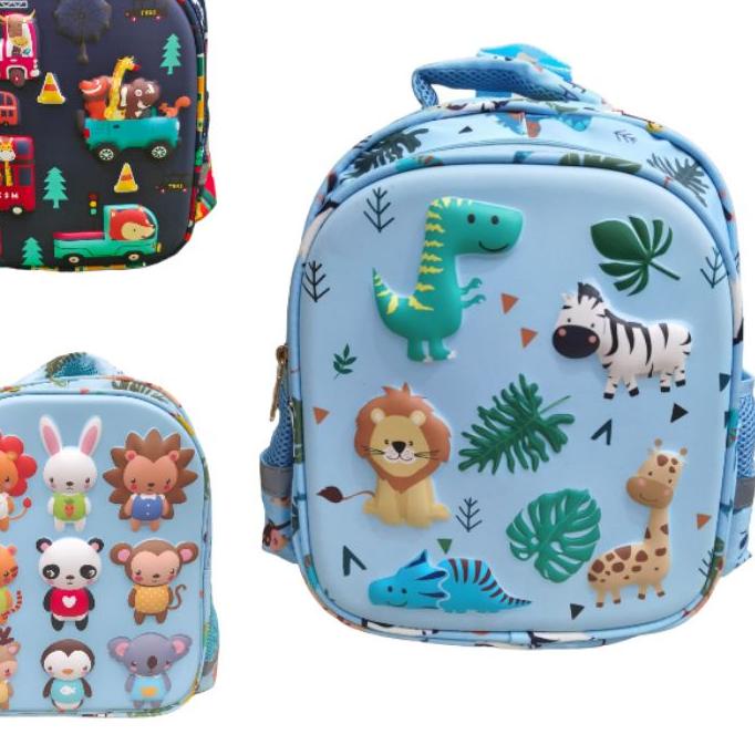 ✱ tas anak TK timbul motif animal import HSD ☂