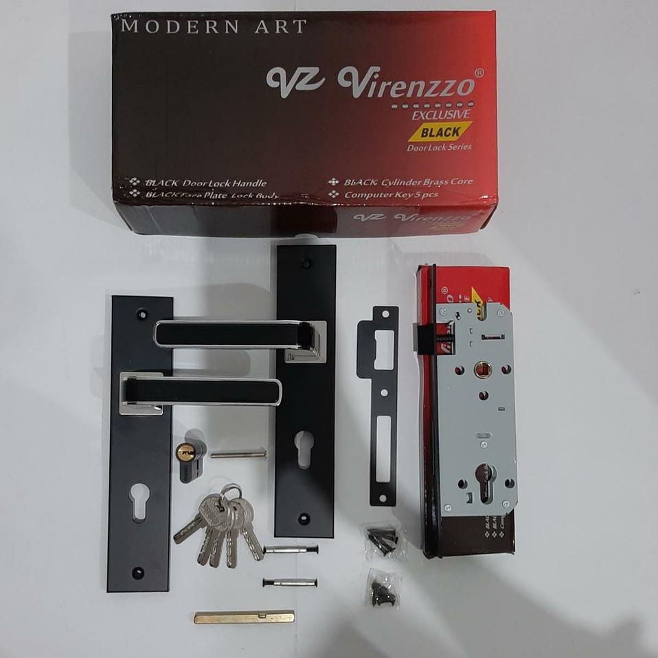 ► KUNCI PINTU/GAGANG PINTU/HANDLE PINTU STAINLESS HITAM VIRENZZO BLACK SERIES BESAR ✴