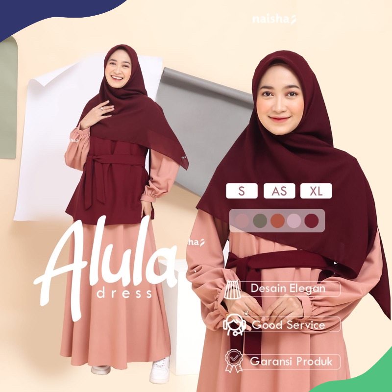 Naisha Official /  Alula Dress/ Dress 3 in 1 Dilengkapi Vest / Overall Dress Rompi /  Dress Korea / 