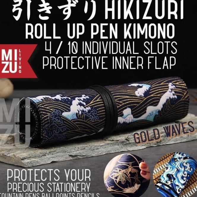 

Mizu Hikizuri Gold Pen Kimono Roll Up Pencil Case Tempat Pen Gulung