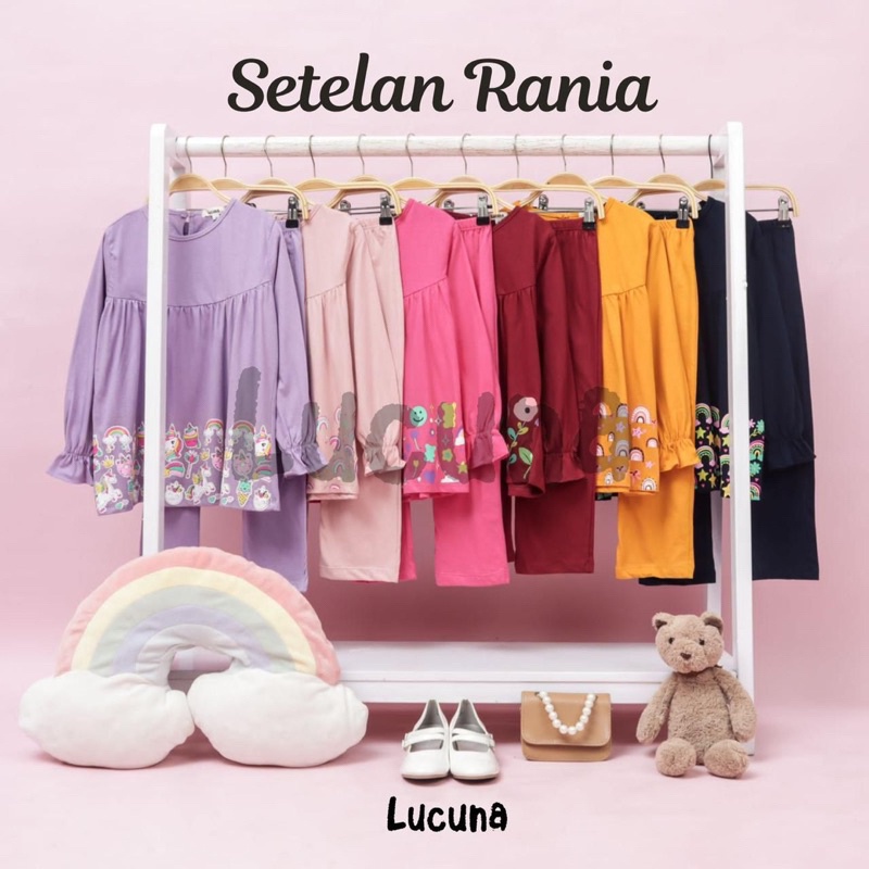 Setelan Anak Tunik Rania Lucuna Original Lengan Panjang Super Premium Baju Muslim Perempuan
