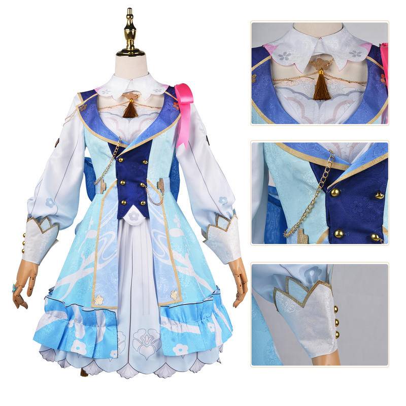 【Wetrose】 Ready Stock Genshin Impact Cos Kamisato Ayaka Springbloom Missive New Skin Dress Cosplay Girl Princess Anime Costume Kostum Set Wanita