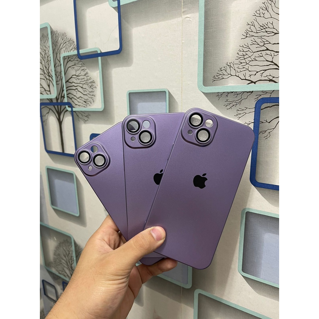 Purple Edition Soft Case Metalic Square iPhone 13 Promax 13 Pro 12 Promax 11 11 Pro X Xr Xsmax 1:1 Metalic Purple Soft + Protector Camera