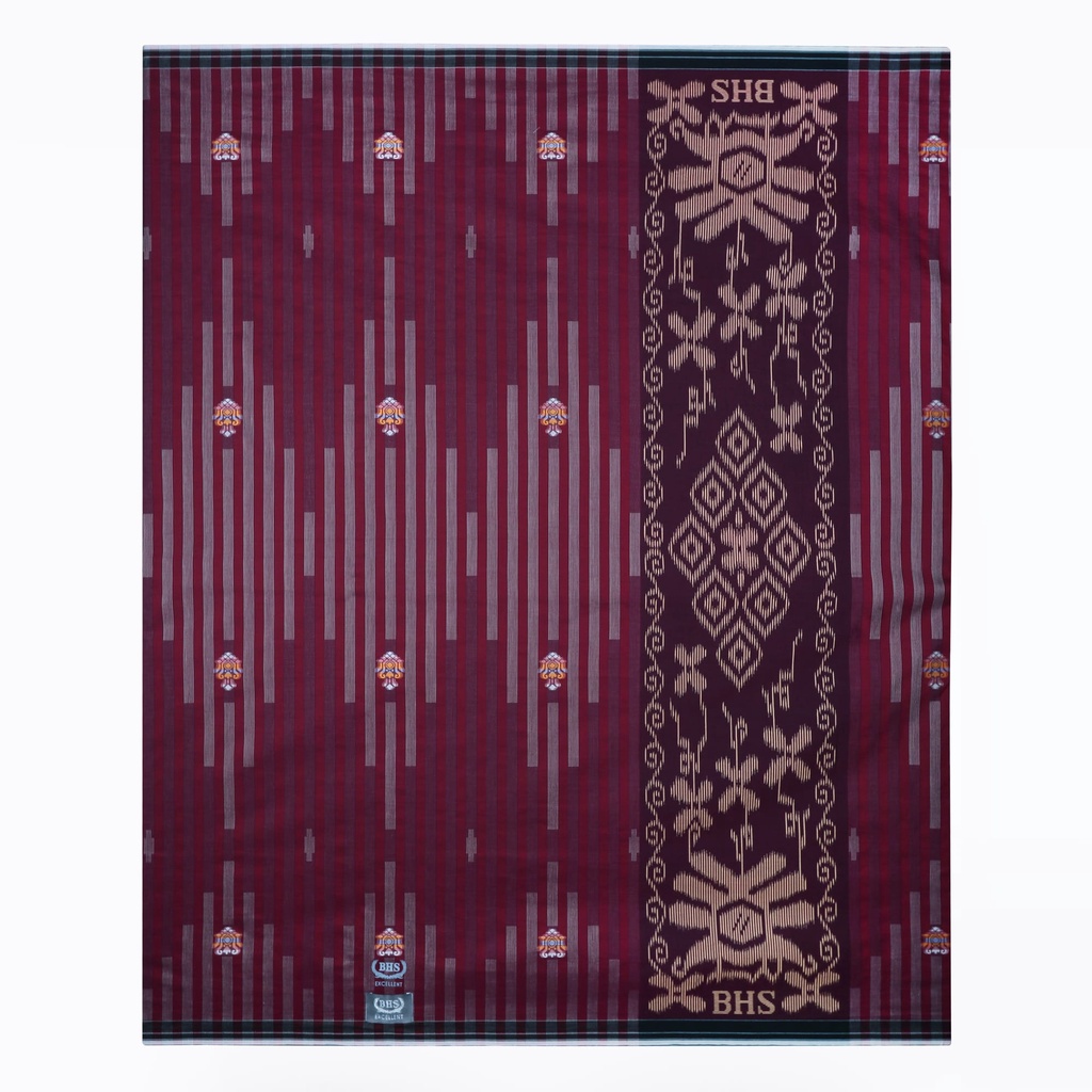 Sarung BHS Excellent Silver Motif Songket Piramida Maroon / BHS EXC SILVER