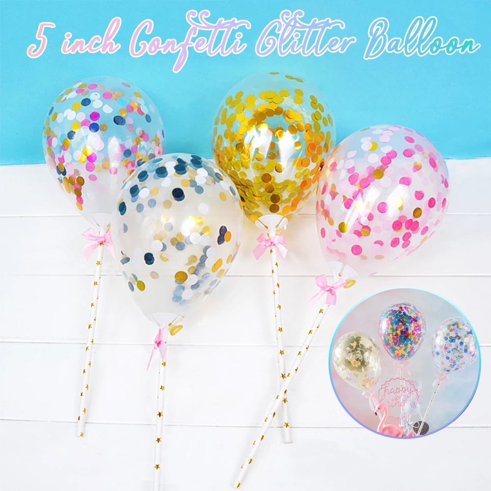 Balon Confetti Glitter Sequin Mini 5 &quot;Untuk Dekorasi Kue Ulang Tahun / Baby Shower / Pernikahan