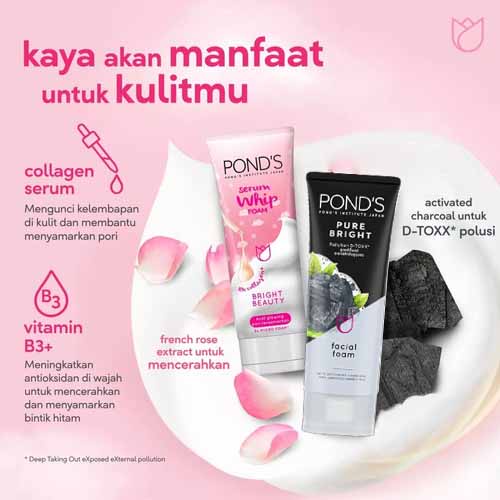 PONDS PURE BRIGHT FACIAL FOAM 100G | PONDS SERUM WHIP FOAM BEAUTY BRIGHT 100G