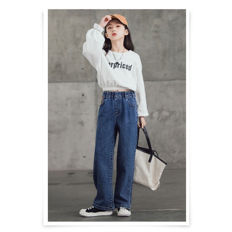 JNS1-Celana Jeans Panjang Anak Perempuan Wide Leg Straight Cut