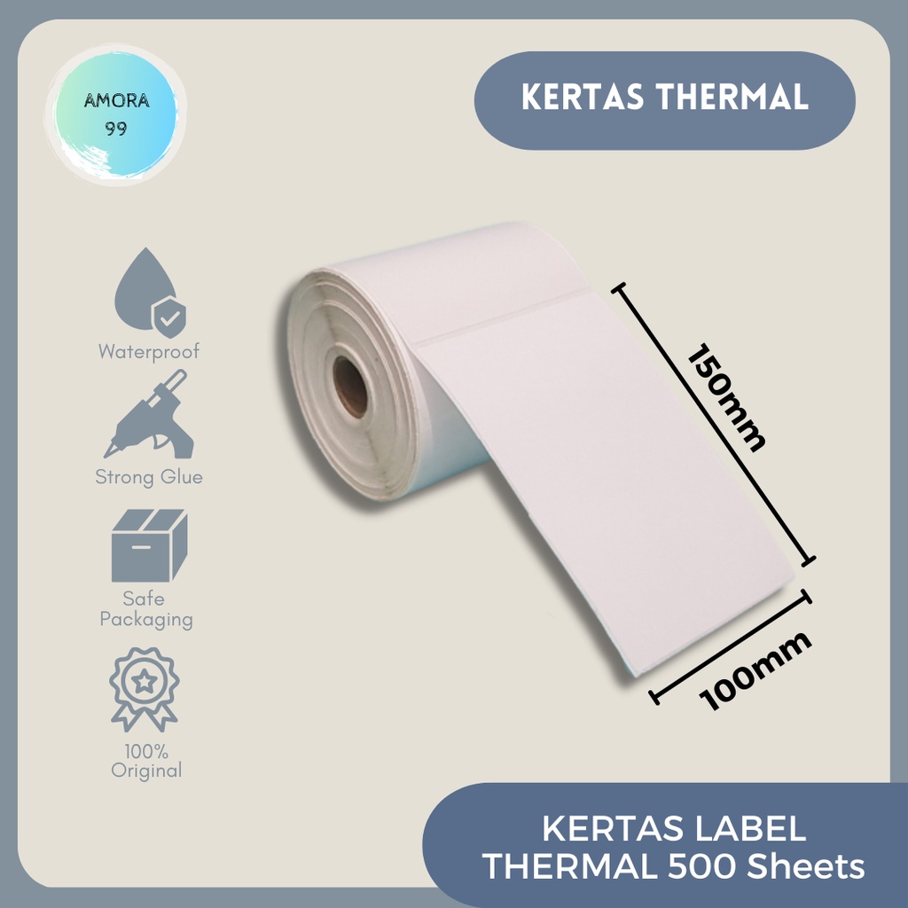 

Amora99 || Kertas Thermal Label Uk 100 x 150mm isi 500 Sheets